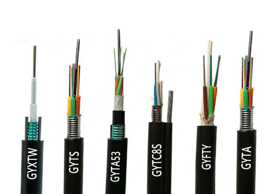 Glasvezel-optische kabel tot 288 vezels voor enkelmodusvezeltype in buitenvideotoepassingen