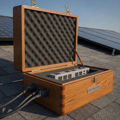 Houten behuizing plus schuim opgenomen powercon power strip optie voor toegang tot het dak van het huis stroom en de integratie van elektrische apparaten